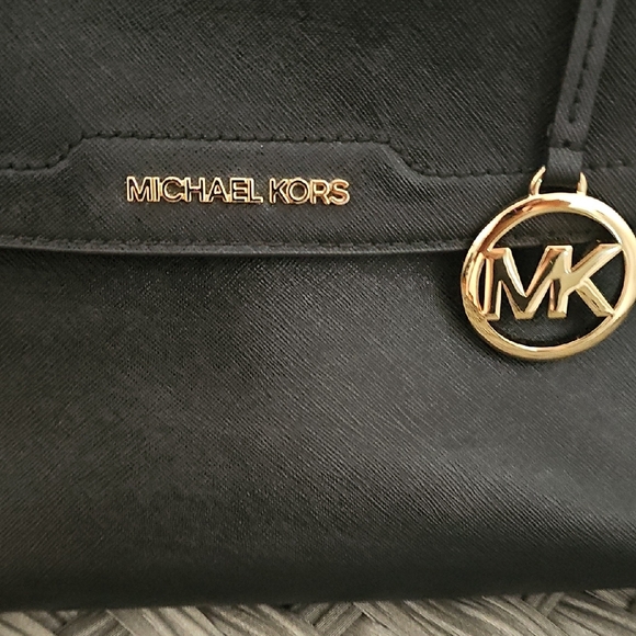 Michael Kors AVA Black Leather Shoulder Bag with Gold Accents - Picture 3 of 5